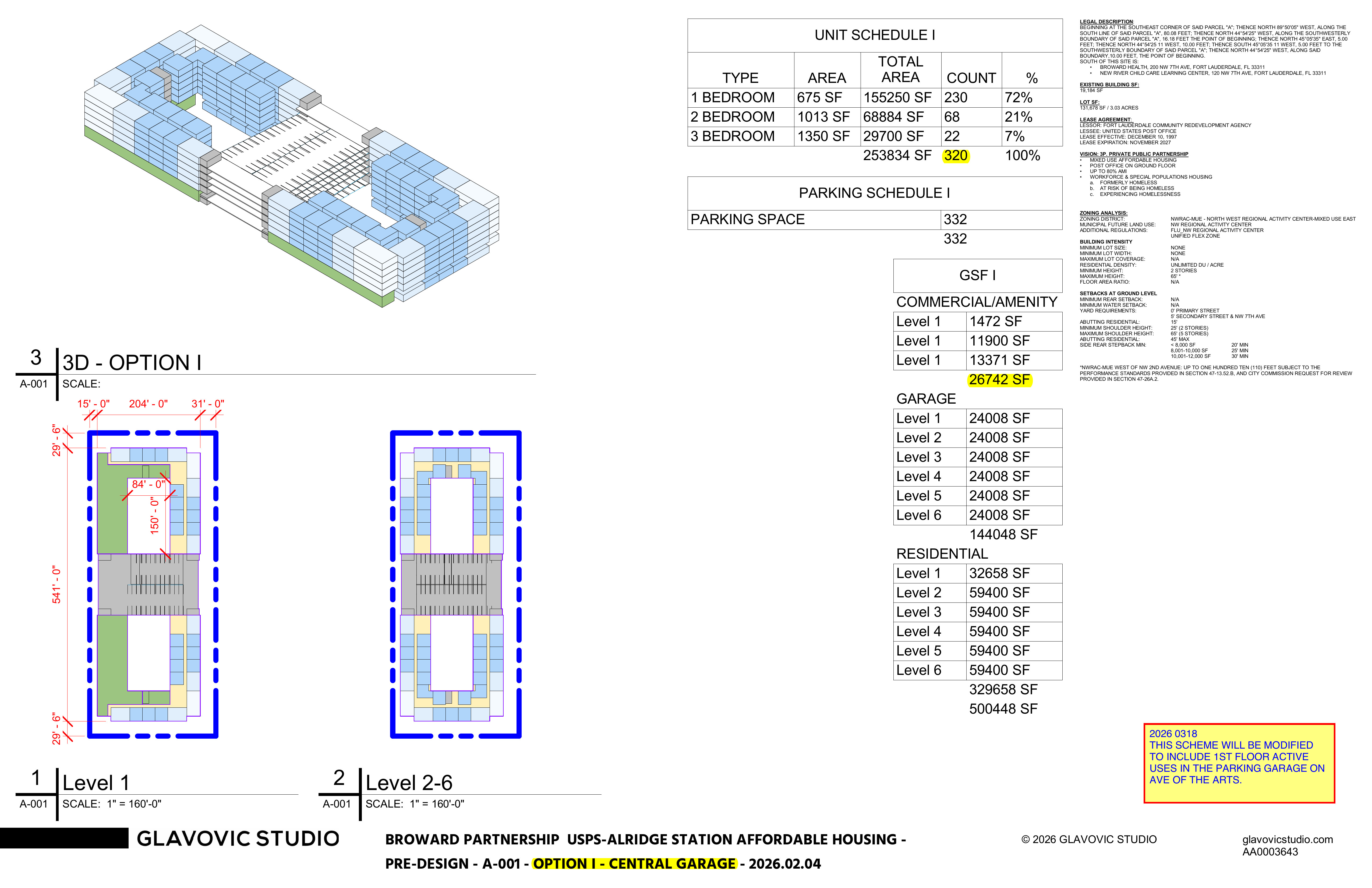 Heritage Crossing — Glavovic Studio Option I Central Garage — 320 Units